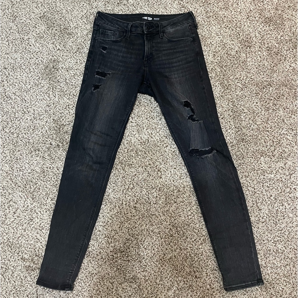 Old Navy Black Ripped Skinny Jeans